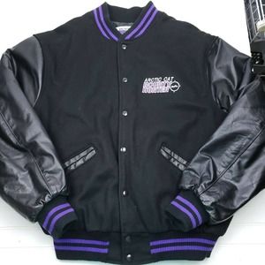 Vintage Arctic cat Lettermens type jacket "bounty hunter" wool black large tall